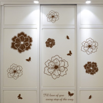 Wall wallpaper self-adhesive bedroom room wardrobe door stickers furniture cabinet refurbished stickers cabinet warm flower decorations