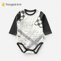 Tongtai baby bag fart clothes baby spring and autumn long-sleeved partial open triangle romper one-piece bag hip romper buttock romper