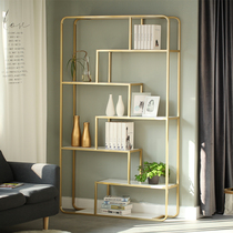 Iron partition shelf Nordic simple home living room golden shelf multi-layer storage rack floor light luxury bookshelf