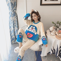 New pajamas female Doraemon winter flannel Jingle cat student long-sleeved two-piece set coral velvet