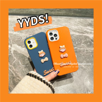 Cute three-dimensional bow girl for Apple 13 12promax mobile phone case iphone12 liquid three-in-one 13promax Net red 12pro creative cartoon