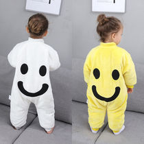 Baby boys and girls flannel coral velvet autumn and winter plus velvet padded leg sleeping bag baby child anti-kicking