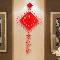 Chinese knot wall clock New Chinese style watch living room creative fashion household modern simple hanging Chinese style wall hanging