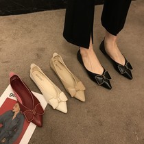 Flat heel pointed light mouth metal buckle single shoe 2022 spring new comfort soft bottom shoes womens flat bottom grandma shoes