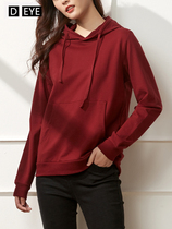 Sweatshirt Womens spring autumn 2022 New sport Leisure pure cotton Lions hat blouse with cap slim wine red cover headcoat