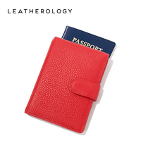 Leather travel wallet Three-fold snap passport bag can be customized gift box Large capacity ticket clip ID storage bag
