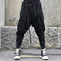 2019 new spring and summer trend Harajuku wind dark ribbon mens casual pants hip hop loose Harlem pants men