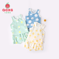 Baby Vest Suit Women Toddler Bottoms Care Belted Summer Clothing Slim Fit Cotton Pyjamas Male Baby Short Sleeve Shorts Suit