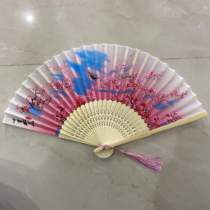 Chinese wind folding fan cloth fan ten li peach blossom fishing boat dance fan gift fan craft fan