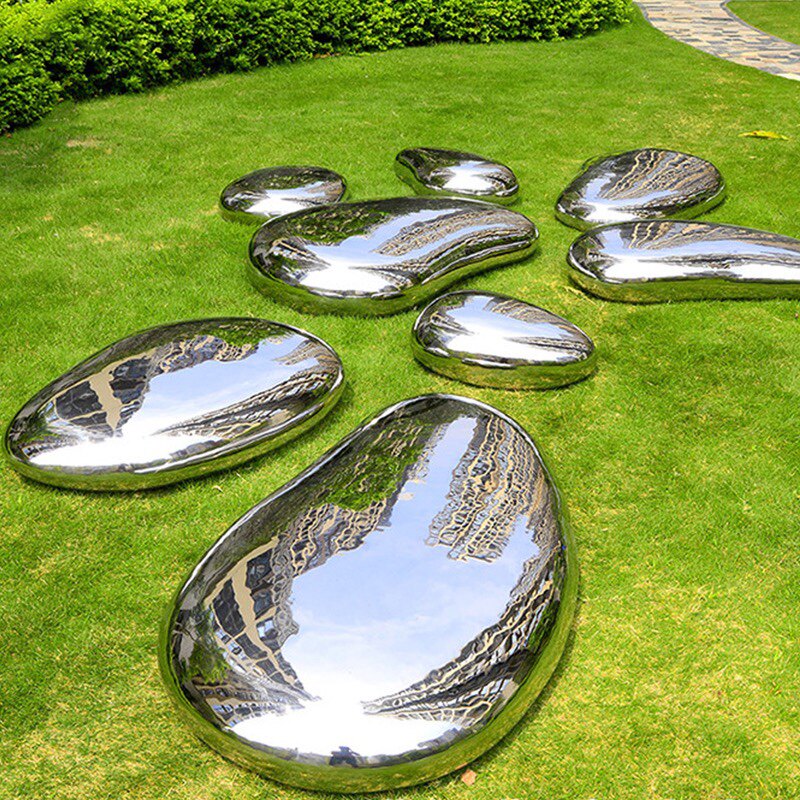 Stainless Steel Stones Sculptures Drop Styling Metal Hotel Sample House Display Center Waterscape Mirror Cobble Lawn Hem