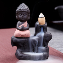 Creative purple sand little monk back Incense Burner Mountain Mountain flowing water incense line stove ceramic Buddhist home furnishings