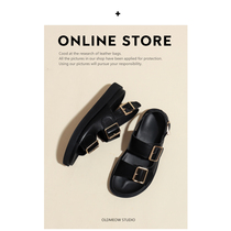 Old meows store genuine leather with flat bottom sandals 2022 new black women Summer flat bottom thick bottom Rome cool