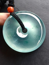 Myanmar old pit a cargo Jade floating flower glass seed round jade pendant pendant pendant transparent safe buckle