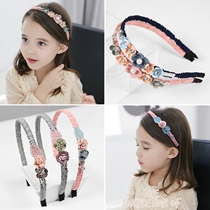 Simple cartoon childrens hair band female non-slip pressure hair generous girl little girl primary school student fabric 7-8-9 years old w