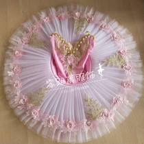 Light pink tutu Flower fairy Sleeping Beauty stage performance suit handmade custom tutu organza puff skirt