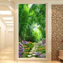Art glass porch background wall carved frosted custom craft 3D HD bamboo living room transparent partition screen