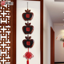 New Chinese restaurant Wall creative Chinese knot safe wooden bedroom restaurant hotel wall decoration pendant