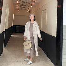 ALIN custom large size womens 2019 new large size womens 200 Jin herringbone pattern long double-sided woolen coat