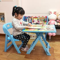 Accumulation wood table folding multifunctional foldable table children deposit baby writing table and chairs suit learning game table combination