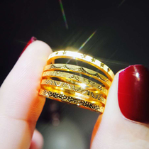 3D hard gold ring gold fashion personality small thin ring tail ring simple female 999 pure gold car flower CNC strip ring ring