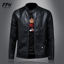 Leather clothes man 2022 Spring and autumn new trend Leisure short style Collar Handsome and Locomotive Leather Jacket Jacket Male Tide
