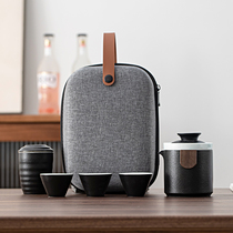 Simple kick-cup ceramic travel kung fu tea set portable a pot of three cups outdoor travel teapot