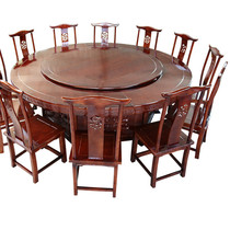 New Chinese hotel dining table Large round table Commercial solid wood hotel restaurant Electric rotary table and chair combination 15 people 20 people