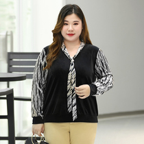 Gold velvet bottoming shirt womens loose lace-up 2022 early autumn large size fat mm sister 200 catties long-sleeved t-shirt small shirt tide