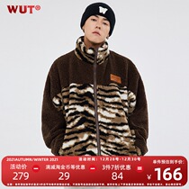 (WUT official store) winter series original design brown stitching tiger-striated lamb velvet padded jacket