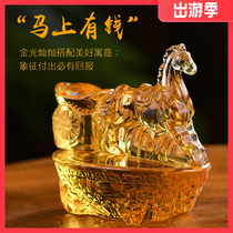 Horse to success yellow crystal ingot ornaments home decorations office living room ornaments shop opening gifts
