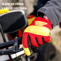 Cowhide outdoor gloves locomotive mechanic riding male shock absorption non-slip driver mountaineering tactics labor protection gloves