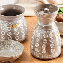 Ceramic king]Japan imported Yinfeng Wan Gu Yaki flower Mishima Japanese hot pot bowl seasoning plate hot pot spoon large soup spoon