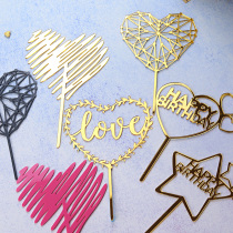 (5) Loving Stars Acrylic Inserts Heart Shape Pentagram Birthday Cake Dessert Terrace Decoration Plugin