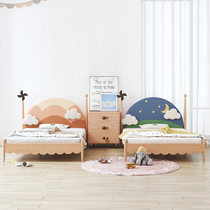 Solid wood children Girl princess bed pulling dragged bed bunk bed upholstered adjustable near 1 5 meters single bed