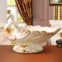 Peacock creative European-style fruit plate ornaments luxury living room high-end ceramic fruit plate home decorations coffee table ornaments