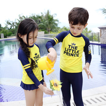 Childrens swimsuit girl split long sleeve sunscreen diving suit jellyfish clothes boy baby swimsuit girl middle child