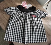 Short Live Pat Day Single Foreign Trade Original Child Clothing Summer Lady CUHK Child Thin Short Sleeve Vest Plaid Doll Shirt Fake two-piece t