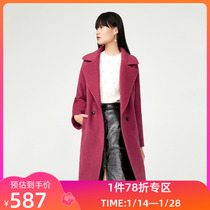 (The same style as the shopping mall) LILY winter new womens pure wool large lapel tie coat woolen coat