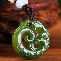 Natural Hetian Jade antique dragon pendant male Lady wenplay antique leak carry necklace pendant gift certificate