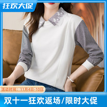 JOLIMENT casual long-sleeved sweater womens lapel 2022 autumn new loose and thin temperament white top