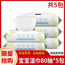 Plant baby Wet Wipes 80 bag * 5 packs with lid portable wet tissue baby hand wet tissue factory direct sale