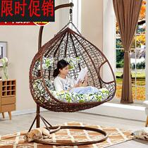 Double hanging basket rattan chair Balcony hanging chair Adult indoor and outdoor single hanging orchid lazy cradle chair Swing sitting and lying dual-use