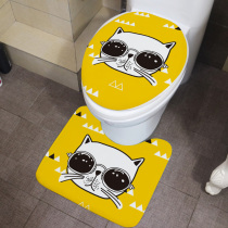 Hemp toilet cover Toilet cover cover-shaped floor mat Foot mat set Toilet mat Toilet seat set Toilet seat cushion three-piece set