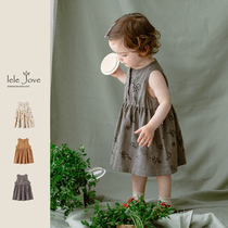 lelejove Nordic summer new children's sleeveless vest dress baby fruit print button long skirt