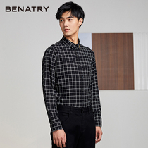 Benachuan autumn and winter mens plaid shirt Korean trend long sleeve shirt Hong Kong style casual jacket