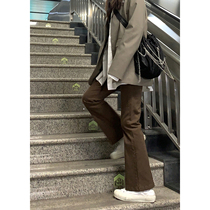 DREAM SEVEN77 high waist micro horn pants woman 2022 spring autumn new retro display slim brown casual long pants