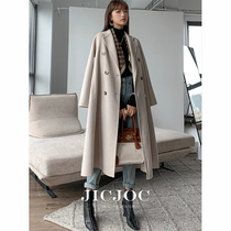 bondone high end Hepburn feng shui corrugated cashmere wool coat long 2021 autumn winter double-sided coat women