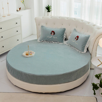 Thickened coral fleece round bed fitted sheet one piece bed cover non-slip protective cover flannel large round bed skirt one piece winter