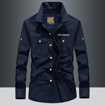 2021 autumn new long-sleeved shirt mens shirt pure cotton business casual large size tooling outdoor thin shirt