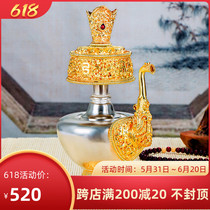 Nepali Pure Copper Ben Bakettle Water Purification Bottle water purifying bottle GOLD-CLEAR SILVER WATER PURIFICATION BOTTLE CLOSE FOR BUDDHA PURE BRASS CARDIA POT